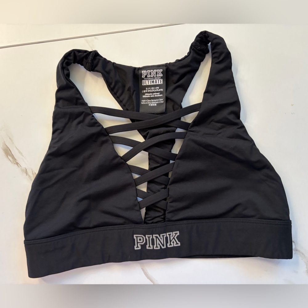 PINK Victoria's Secret Black Crisscross Sports Bra - Picture 2 of 3